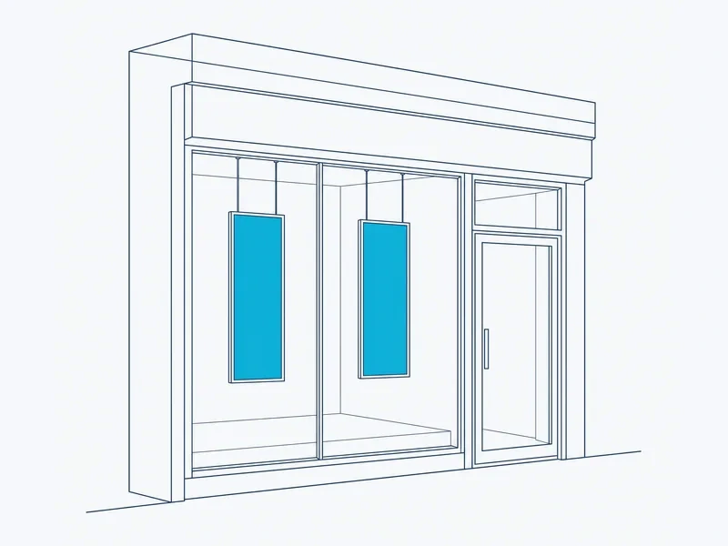 LCD window display screens inside a storefront