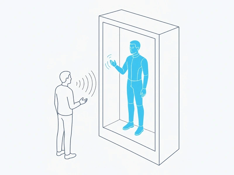 Conversational AI avatar in a HoloBox talking with a visitor