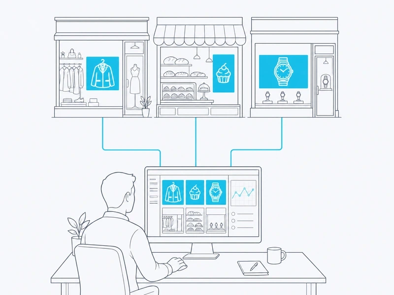 Digital signage CMS controlling three shop window screens with audience data