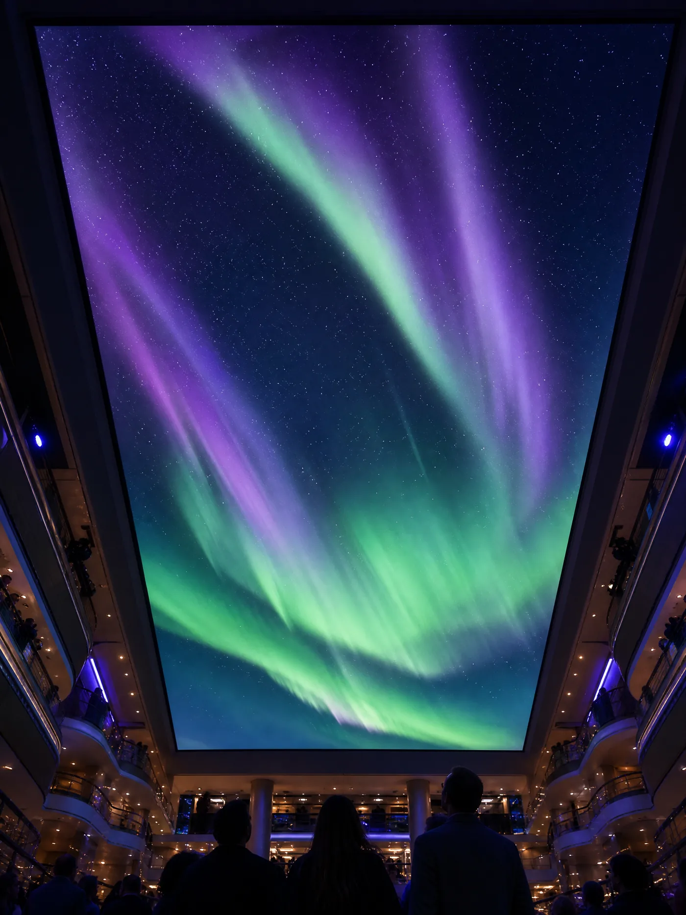 LED video ceiling above a hall