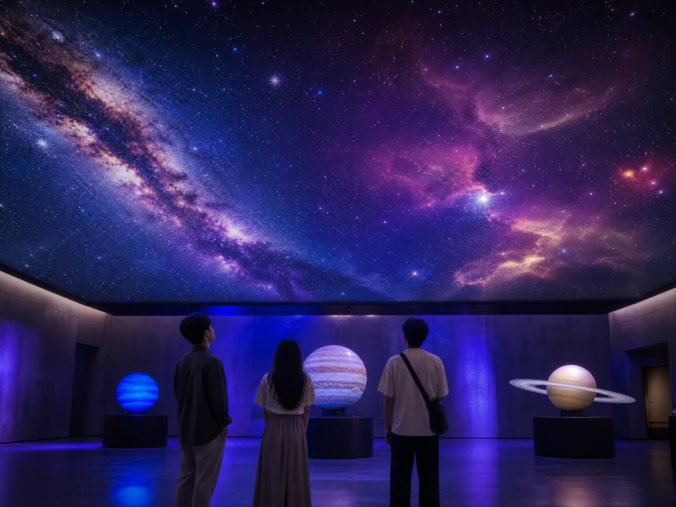 Plafond LED dans une salle de musée