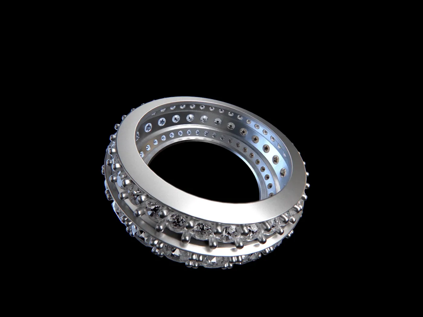 Contenu 3D créé pour un hologramme HYPERVSN : une bague qui tourne sur fond noir