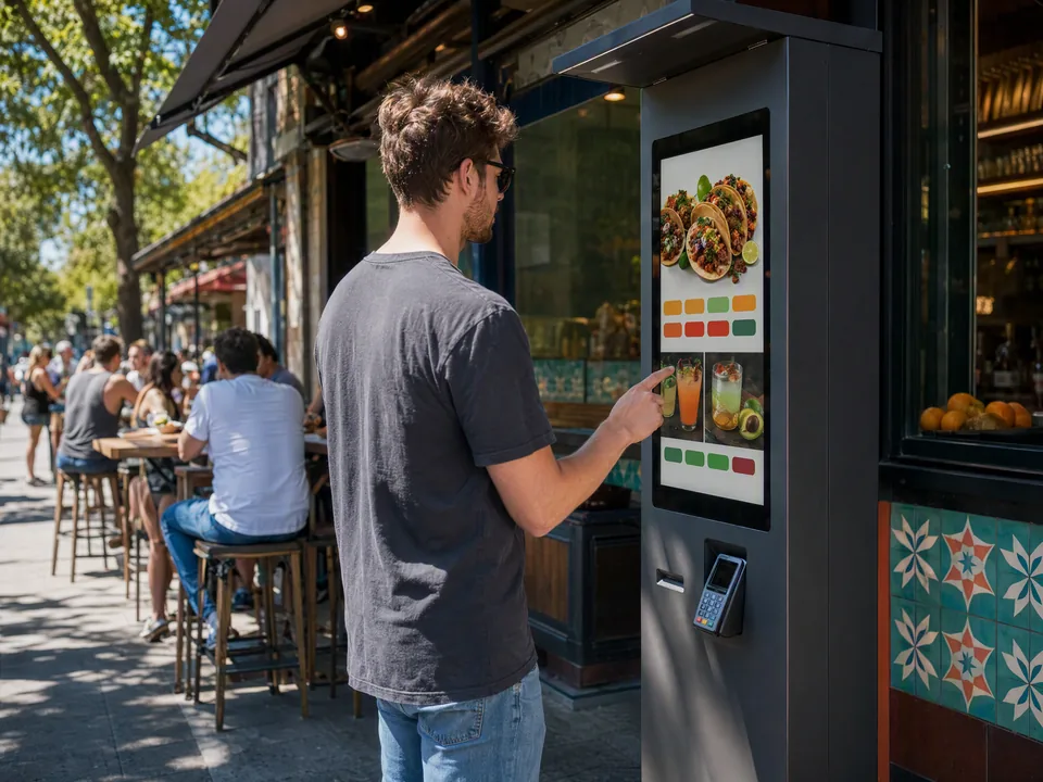 Outdoor self-service ordering kiosk
