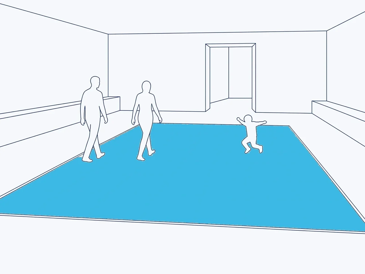 Line drawing: interactive led in place