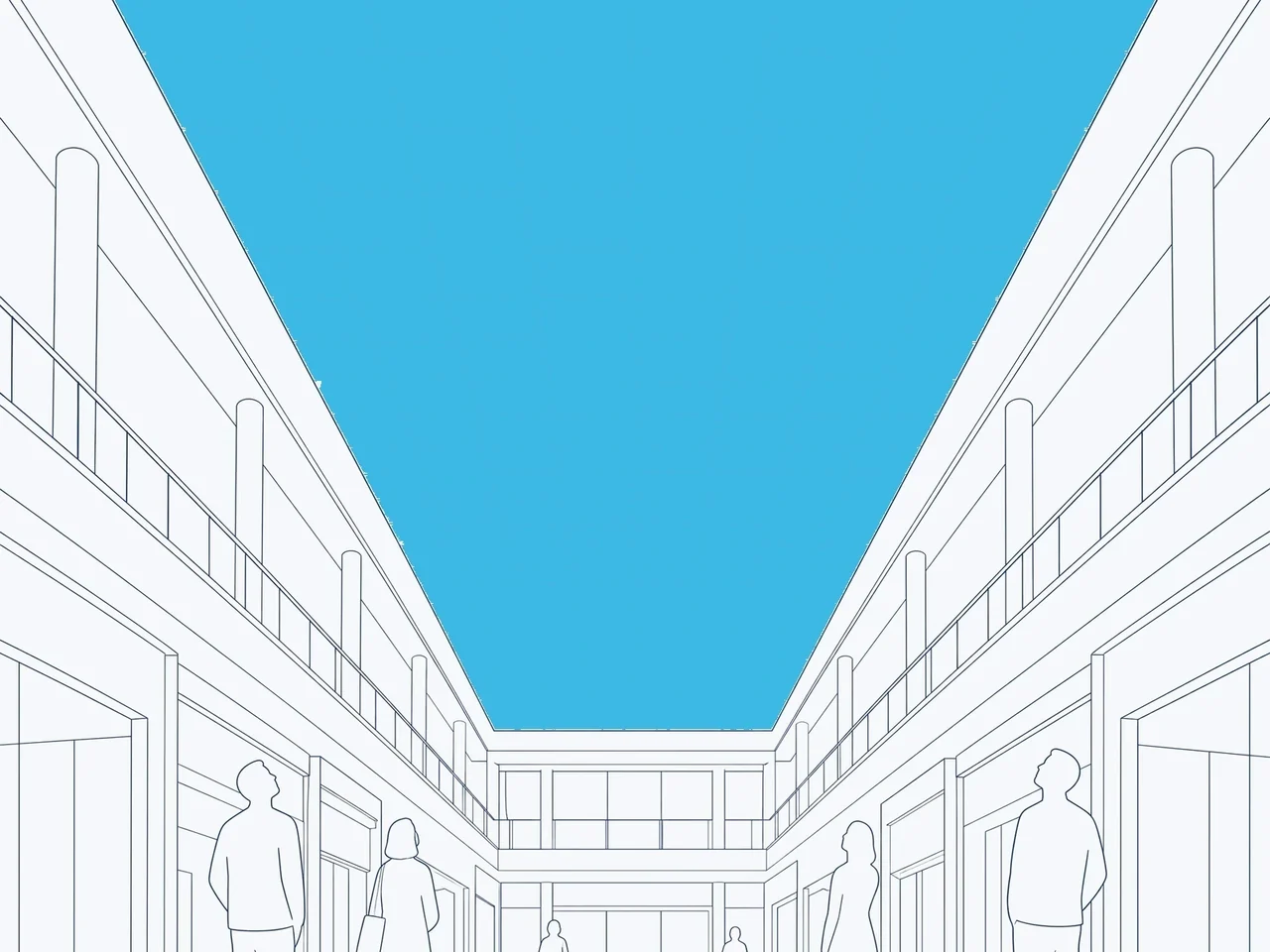 Line drawing: led ceiling in place