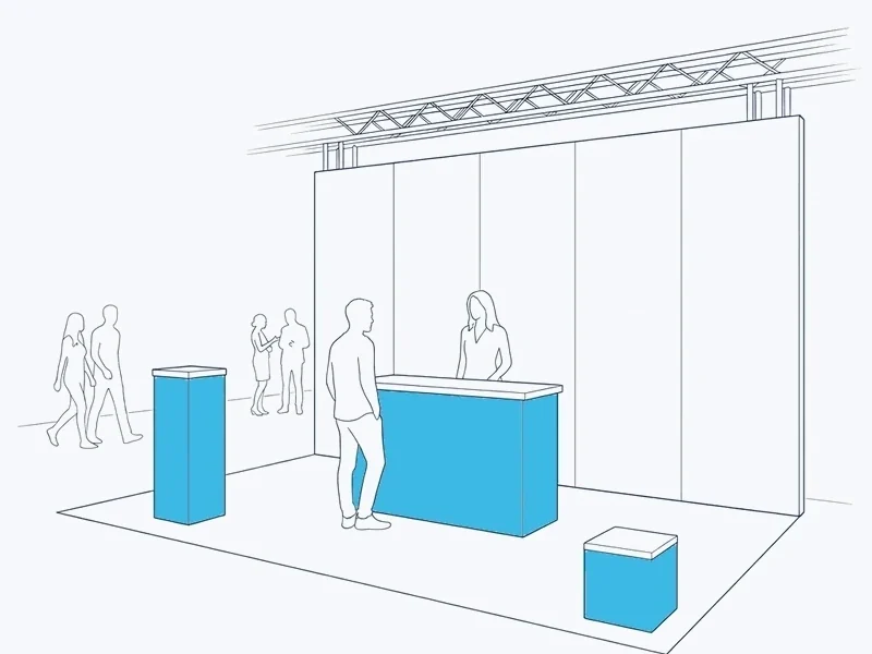 Line drawing: led furniture in place