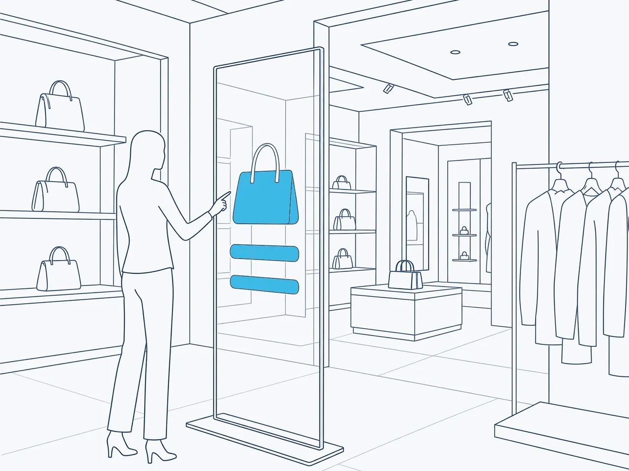 Line drawing: transparent totems in place