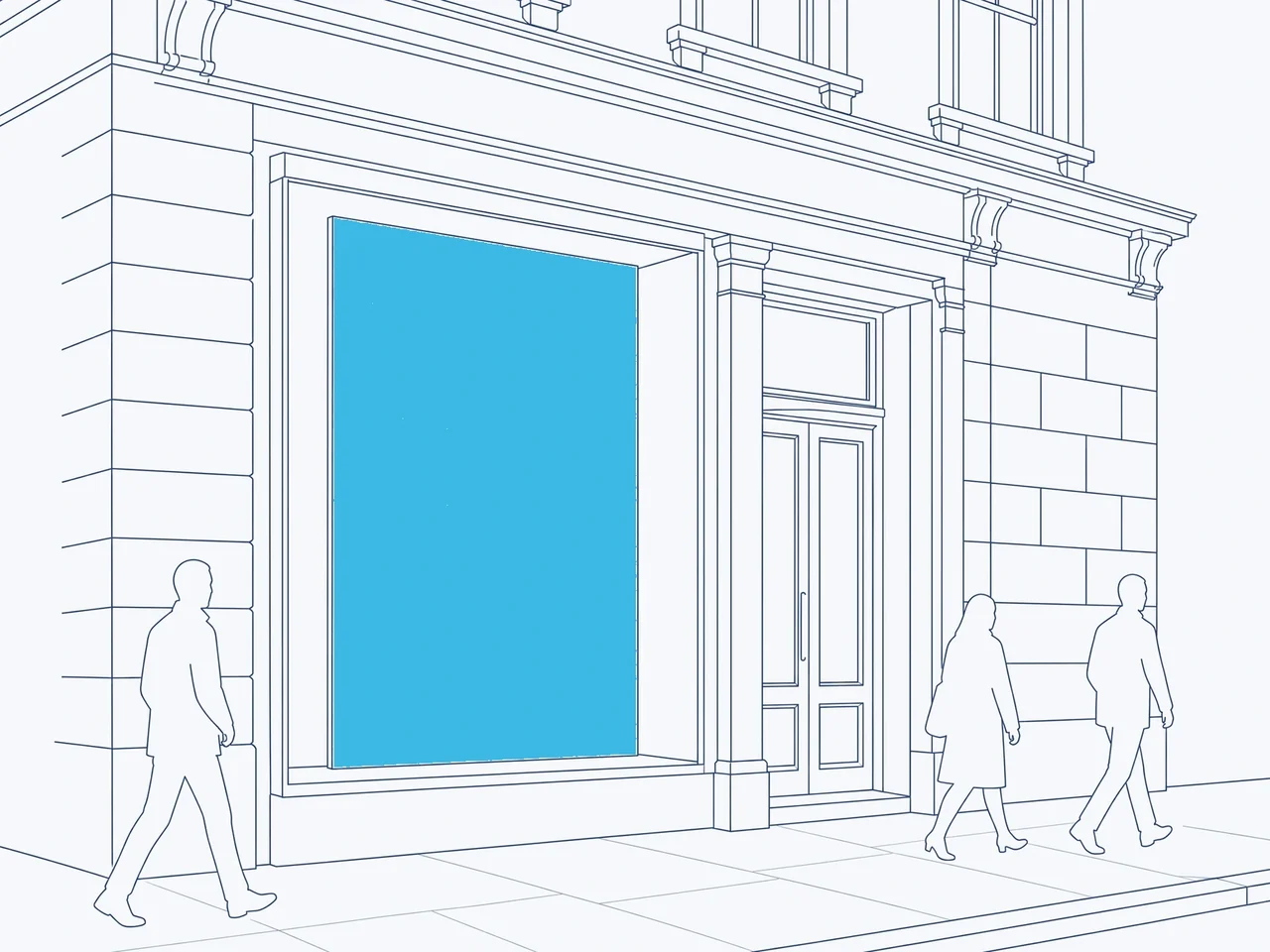Line drawing: window led in place