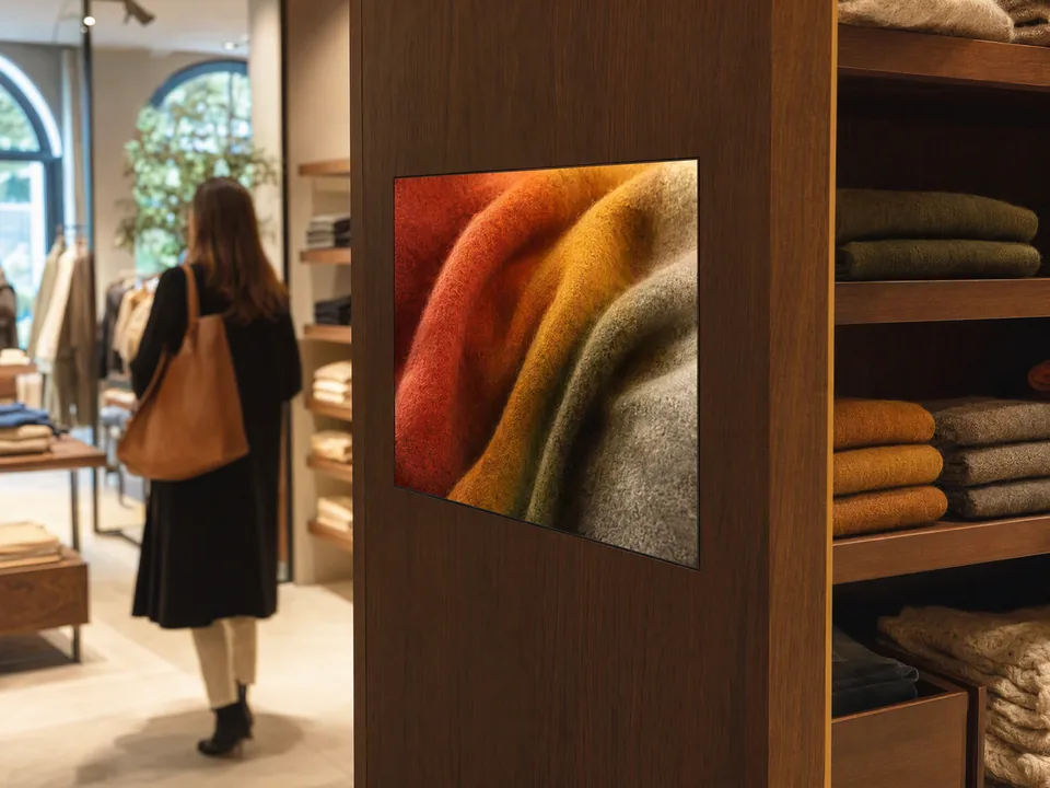 Open frame display built flush into shop furniture