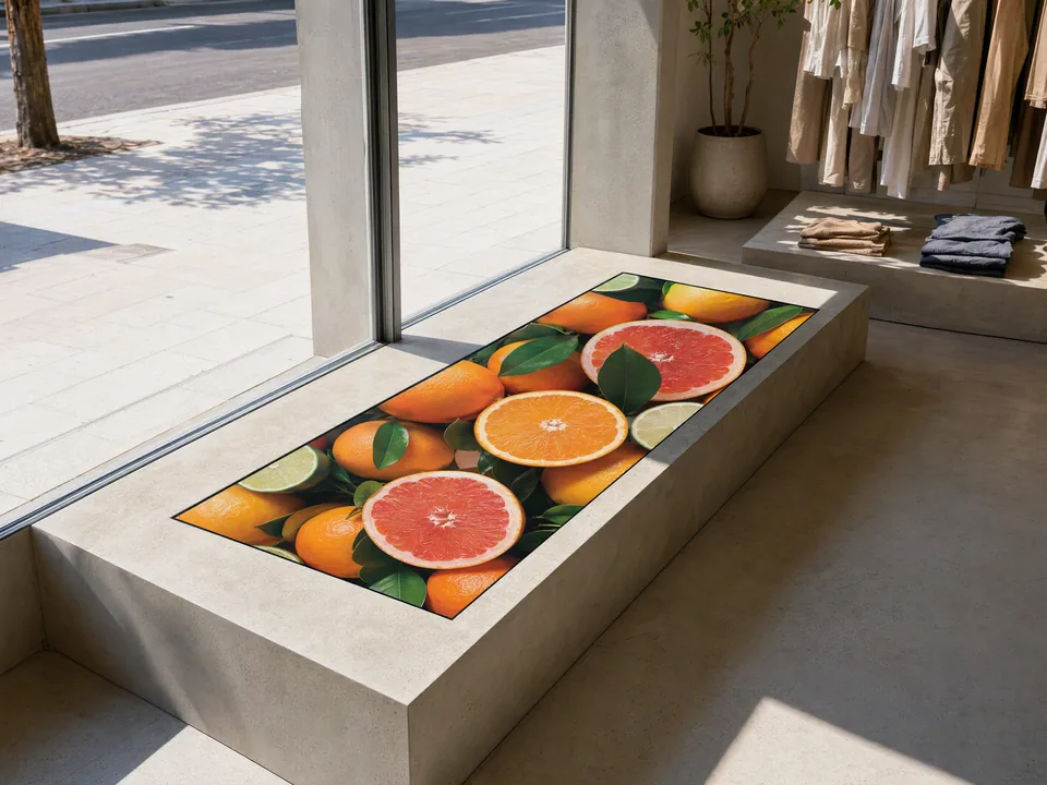 High-brightness open frame display in a bright interior